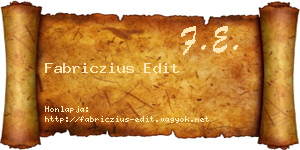 Fabriczius Edit névjegykártya